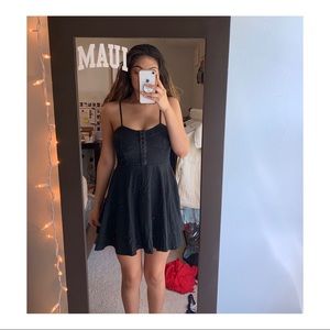 black fit and flare dress